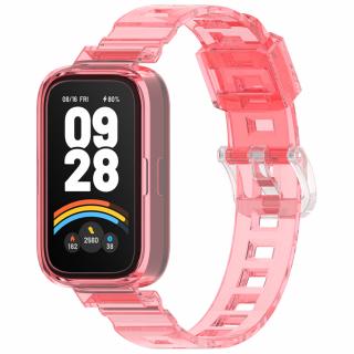 Průhledný silikonový náramek měnící barvu pro Mi Band 9 Active / Redmi Band 3 Barevná varianta: Červeno-růžový