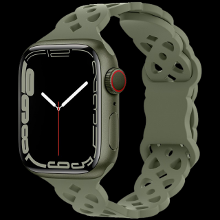 Silikonový úzký perforovaný řemínek pro Apple Watch 38/40/41mm Barevná varianta: Armádně zelený