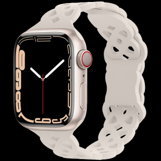 Silikonový úzký perforovaný řemínek pro Apple Watch 38/40/41mm Barevná varianta: Slonová Kost