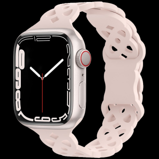 Silikonový úzký perforovaný řemínek pro Apple Watch 38/40/41mm Barevná varianta: Světle růžový
