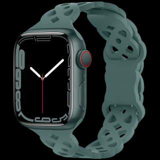 Silikonový úzký perforovaný řemínek pro Apple Watch 38/40/41mm Barevná varianta: Tlumeně zelený