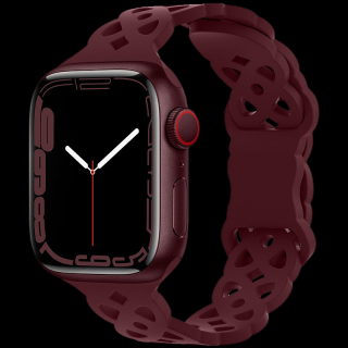 Silikonový úzký perforovaný řemínek pro Apple Watch 38/40/41mm Barevná varianta: Vínový