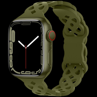 Silikonový úzký perforovaný řemínek pro Apple Watch 42/44/45/49mm Barevná varianta: Armádně zelený