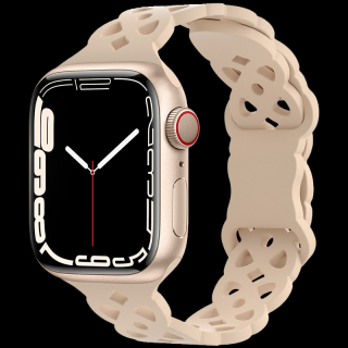 Silikonový úzký perforovaný řemínek pro Apple Watch 42/44/45/49mm Barevná varianta: Béžový