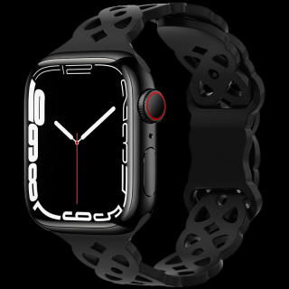 Silikonový úzký perforovaný řemínek pro Apple Watch 42/44/45/49mm Barevná varianta: Černý