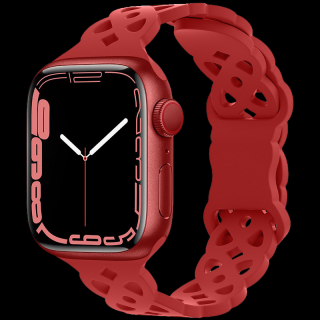 Silikonový úzký perforovaný řemínek pro Apple Watch 42/44/45/49mm Barevná varianta: Červený