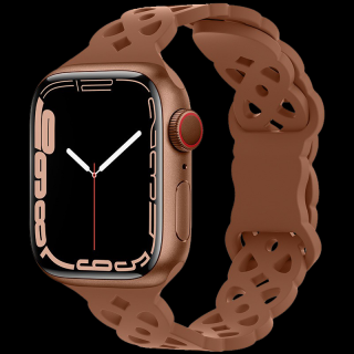 Silikonový úzký perforovaný řemínek pro Apple Watch 42/44/45/49mm Barevná varianta: Hnědý
