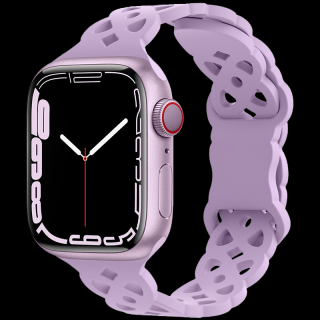 Silikonový úzký perforovaný řemínek pro Apple Watch 42/44/45/49mm Barevná varianta: Levandulový