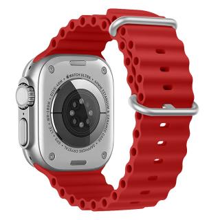 Vroubkovaný řemínek s přezkou pro Apple Watch 42/44/45/49mm Barevná varianta: Červený