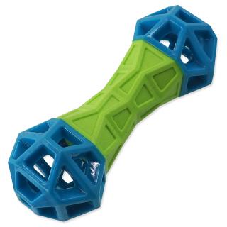 Hračka DOG FANTASY Kost s geometrickými obrazci pískací zeleno-modrá
