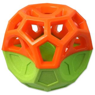 Hračka DOG FANTASY Míček s geometrickými obrazci pískací oranžovo-zelená