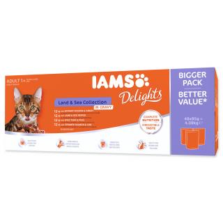 Kapsičky IAMS Delights mořské a suchozem. maso v omáčce multipack (48x85g)