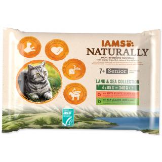 Kapsičky IAMS Naturally Senior mořské a suchozemské maso v omáčce multipack (4x85g)