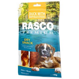 Pochoutka RASCO Premium bůvolí tyčinky obalené kachním masem 18 cm - 3 ks