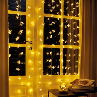 LED SVETELNÁ REŤAZ - HVIEZDIČKY - 64 DIÓD (TEPLÁ BIELA) - 1,2 METRA