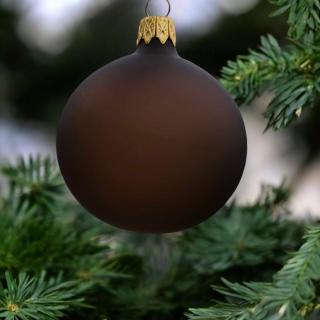 SKLENENÁ VIANOČNÁ OZDOBA - HNEDÁ MATNÁ (6 CM) Balenie: Balenie (1 ks)