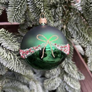 SKLENENÁ VIANOČNÁ OZDOBA - ZELENÁ GUĽA (7 CM)