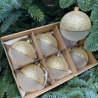 SKLENENÁ VIANOČNÁ OZDOBA - ZLATÁ (7 CM) - SADA 6 KS