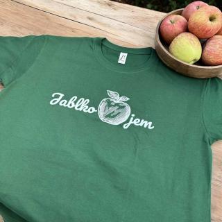 TRIČKO JABLKOJEM TMAVOZELENÉ UNISEX - BIELY MOTÍV Veľkosť: M