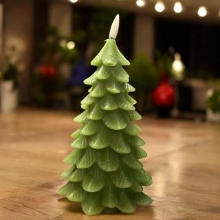 VOSKOVÁ LED SVIEČKA - ZELENÝ STROMČEK