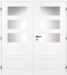 Bílé dveře interiérové 125 cm Masonite OREGON SKLO dvoukřídlé