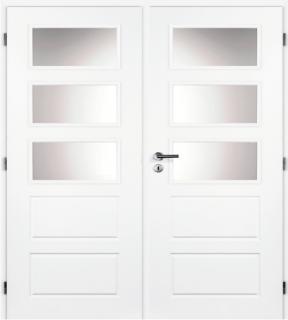 Bílé dveře interiérové 145 cm DOORNITE OREGON SKLO dvoukřídlé