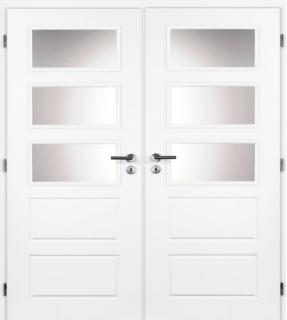 Bílé dveře interiérové 145 cm Masonite OREGON SKLO dvoukřídlé