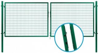 Brána dvoukřídlá zahradní SOLID Zn + RAL 6005 - 3526 x 1200 mm
