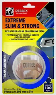Oboustranná páska Extreme Slim Clear 19 mm x 5 m BLISTR, 3"core Den Braven