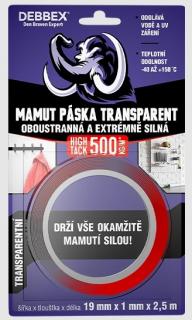 Oboustranná páska High Tack CLEAR 19 mm x 2,5 m BLISTR, 3"core - Den Braven