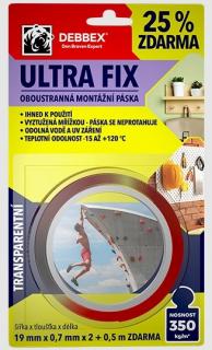 Oboustranná páska Ultra fix vyztužená 19 mm x 2,5 m BLISTR, 3"core - Den Braven