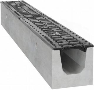 Odvodňovací betonový žlab BIELBET B125 s litinovou mříží 1000 x 130 x 120 mm