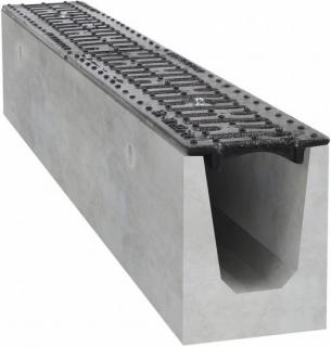 Odvodňovací betonový žlab BIELBET B125 s litinovou mříží 1000 x 130 x 160 mm