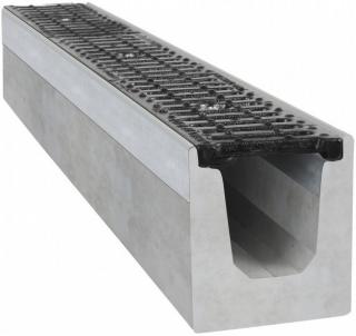 Odvodňovací betonový žlab BIELBET B125 s litinovou mříží 1000 x 145 x 160 mm