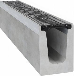 Odvodňovací betonový žlab BIELBET B125 s litinovou mříží 1000 x 145 x 220 mm