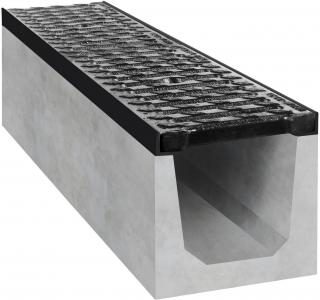 Odvodňovací betonový žlab BIELBET B125 s litinovou mříží 1000 x 200 x 200 mm