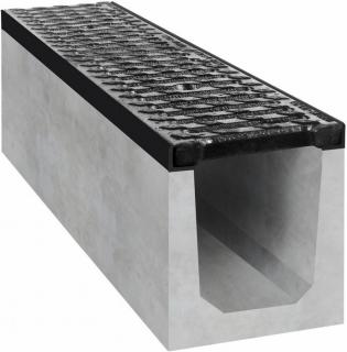 Odvodňovací betonový žlab BIELBET B125 s litinovou mříží 1000 x 200 x 250 mm