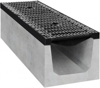 Odvodňovací betonový žlab BIELBET D400 s litinovou mříží 1000 x 250 x 200 mm