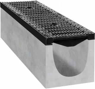 Odvodňovací betonový žlab BIELBET D400 s litinovou mříží 1000 x 250 x 300 mm