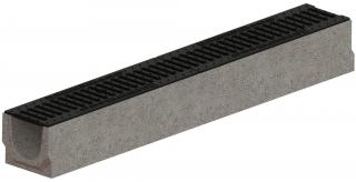 Odvodňovací betonový žlab VODALAND BASE C250 s litinovou mříží 1000 x 140 x 125 mm