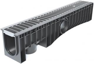Odvodňovací plastový žlab TECHNODRAIN NEO 100H B125 s pozinkovanou mříží 1000 x 150 x 185 mm
