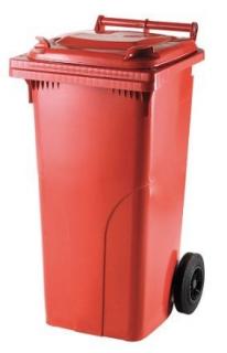 Plastová popelnice 120 litrů PVC hranatá červená