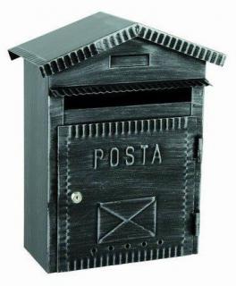Poštovní schránka kované železo černá patina stříbro 33x27x11cm