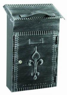 Poštovní schránka kované železo černá patina stříbro 39x27x13cm