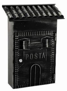 Poštovní schránka kované železo černá patina stříbro 39x28x12cm