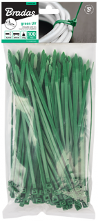 Stahovací pásky BRADAS GREEN 3,6 x 100 mm zelené 100 ks
