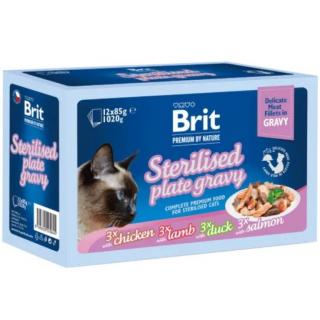 Brit Premium Cat Delicate Fillets Gravy Family Plate Sterilised kapsička pro kastrované kočky 12x85g