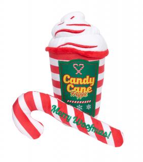 FuzzYard Xmas plyšová hračka kelímek Frappe a Candy Cane 2 ks