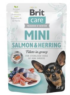 Kapsička Brit Care Mini Salmon&Herring sterilised fillets in gravy 85 g EXPIRACE červen (14.06.2025)