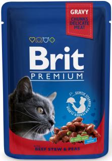 Kapsička Brit Cat Premium Pouches hovězí+hrášek 100 g